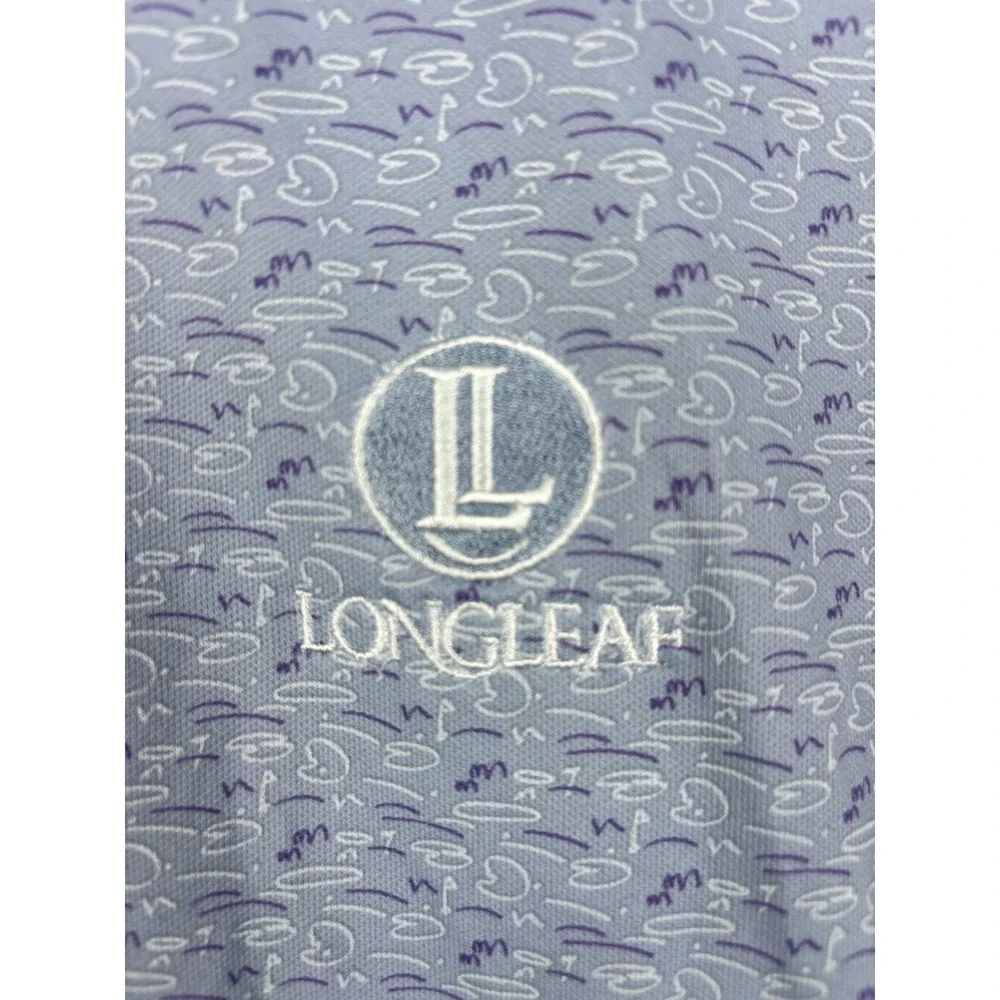 FootJoy Mens Lisle Golf Polo Shirt Purple Abstract Lily Pad Longleaf Logo Large